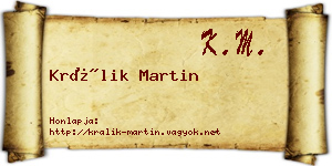 Králik Martin névjegykártya