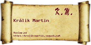 Králik Martin névjegykártya